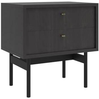 Olar Comodino 2 cassetti frassino Portland nero, 55 cm