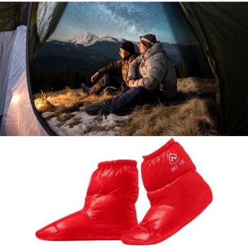 Zapatillas blancas de plumón de pato para camping