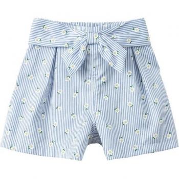 Shorts Estilo Bohemio a Rayas con Lazo Floral para Niñas