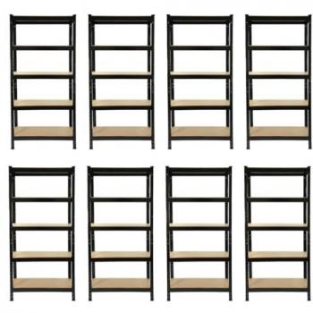 T‑Rax 8 Rayons Acier Noir 75x30x150 cm – Robuste