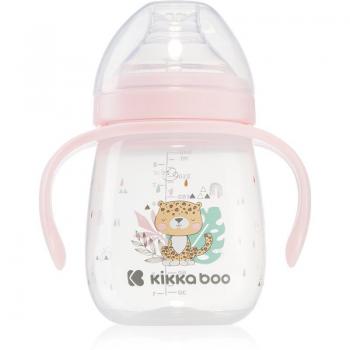 Kikkaboo Baby-Trinklernbecher Savanna 240 ml mit Deckel und Griffen rosa