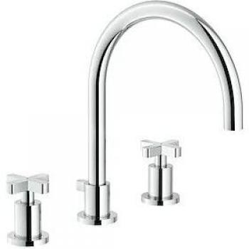 Rubinetto lavabo Mauna cromato lucido 3 fori H 13.3 cm