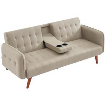 Sofá Cama Inverness 3 Personas con Estante Central Plegable Beige