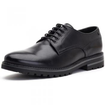 Halsey Waxy Black Lace-Up Derby Shoes for Men