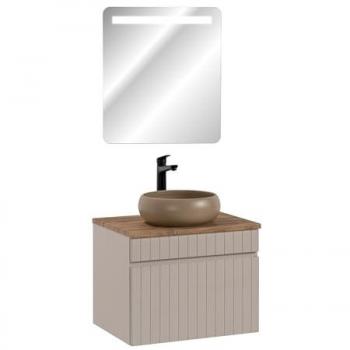 Ensemble salle de bain meuble vasque à poser et miroir LED 60 cm Cashmere Emblématique