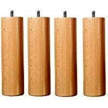 Pieds de lit Hévéa – 4 unités, 20 cm de haut, 6 cm de diamètre