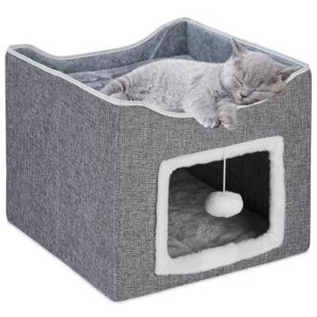 Comfort Cat Den with Pillow, Grey