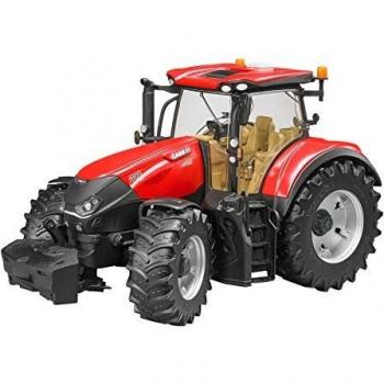 Modellino del trattore agricolo Case IH Optum 300 CVX di Bruder, con carrello ribaltabile e pala anteriore, modello 03190