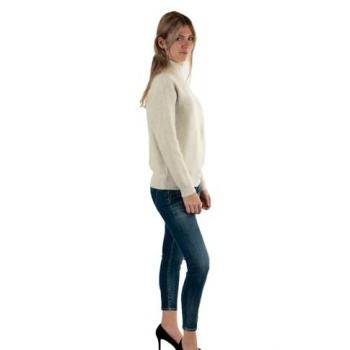 Pull femme long en viscose couleur ivoire