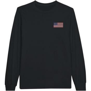 PixelForma US Flag Long Sleeve T-Shirt, Regular Cut, Black