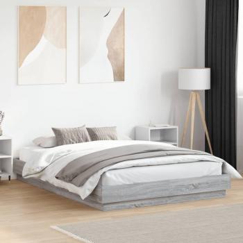 LED Bed Frame Grey Sonoma 160x200 cm vidaXL