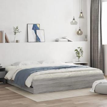 Sonoma Collection Grey Bed Frame with Storage Space, 200x200 cm, vidaXL