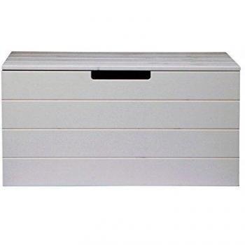 Urban Loft Brushed Pine Storage Chest, Concrete Grey Finish, 42 x 80 x 40 cm