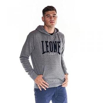 Leone 1947 Sudadera Gris y Negro Medium con Bolsillo y Logo en la Parte Frontal