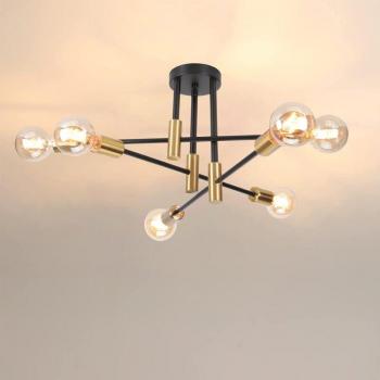 Black Copper Industrial Ceiling Lamp with 6 Edison Sockets – AXHUP Model