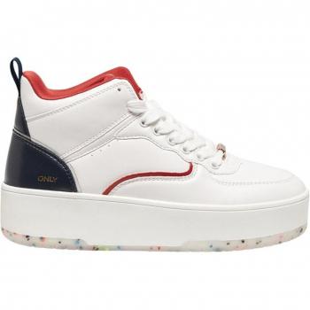 Zapatillas de mujer abotinadas con suela alta en color blanco