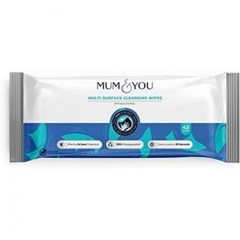 Antibacterial Plant-Based Baby Surface Wipes (Alcohol-Free, Biodegradable, Pack of 12) by Mum & You