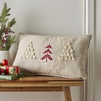 Catherine Lansfield Tufted Christmas Tree Cushion 30x50cm with inner Natural