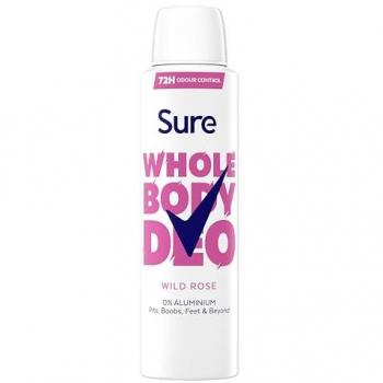 Sure Wild Rose Whole Body Deodorant Spray 150ml, 3-Pack, Aluminium-Free