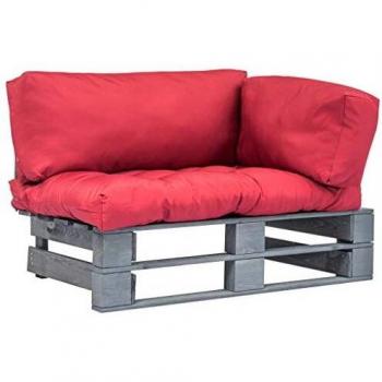 Divano pallet da giardino con cuscini rossi