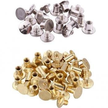 10x Nickel Plated Scrapbook Screws 5mm x 6mm & 20x Brass Plated Chicago Screw Posts 5x8mm