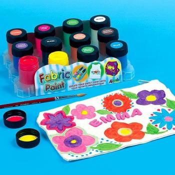 Fabric Paint Pots Bumper Pack 18ml (Pack of 12) Art Supplies