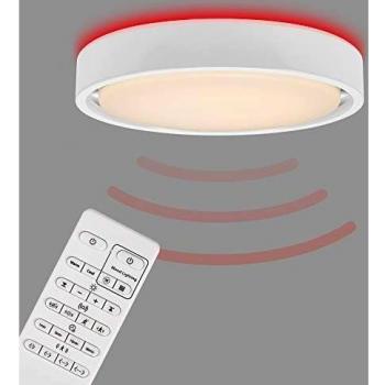 Dimmbare LED Deckenleuchte mit Fernbedienung und RGB CCT, 24W, weiß, Metall von Briloner