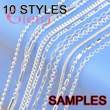 10Pcs 16-18 Fine 925 Silver Link Chains Necklace with Lobster Clasp