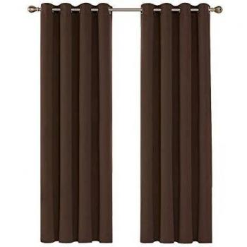 Deconovo Gardinen mit Ösen, blickdicht, 229x107cm, 2er Set, Braun