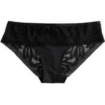 Noir Brazilian Lace Knickers, Microfiber Blend