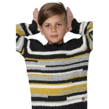 Niño Moda Geométrica: Jersey Tricot Koroshi, Cuello Redondo, Manga Larga