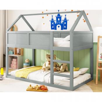 Lit superposé cabane pour enfant 90x200cm