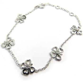 Clover White Silver Accentuated Bracelet