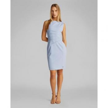 Calvin Klein Women’s SCUBA Knielange Bluse mit U-Boot Ausschnitt – Hellblau, 36