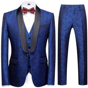 Traje elegante de boda Allthemen para hombres Azul XL