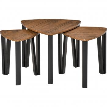 Homcom 3 Pcs MDF Steel Nesting Table Set