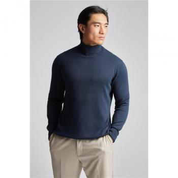 Navy Blue Roll Neck Sweater