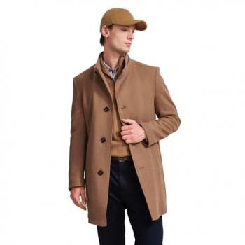 Wollmantel mit Nylon-Westenfake in Taupe von Bugatti
