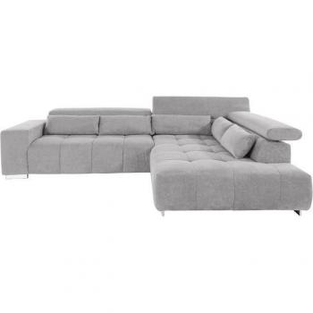 COTTA Orion L‑Form: Ecksofa mit Kopfteilverstellung, Ottomane & 5 Kissen