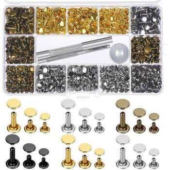 480 Sets Double Cap Rivets for Leather Craft with Tool Kit