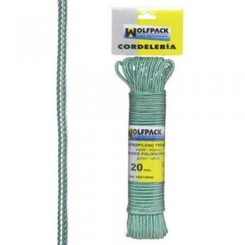 Cuerda Trenzada Polipropileno Blanca / Verde (Madeja 20 m.)