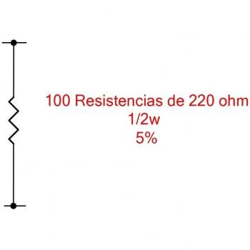 Fologar 100X 220 Ω Resistencia de 0,5 W con Coeficiente 5%