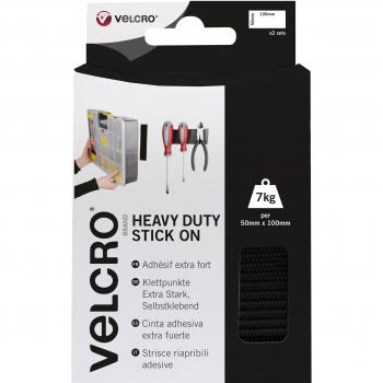 Velcro Brand Stick‑On Strip Duo – 50mm × 100mm, Industrial Grade, Black