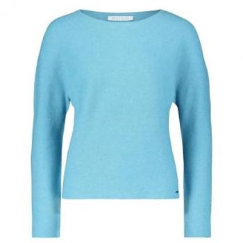Betty & Co Damenpullover mit Strickstruktur – Langarm, 100 % Baumwolle, Light Blue Melange