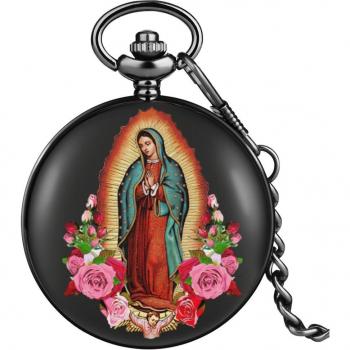 Arabic Dial Ladies Pocket Watch Virgin Mary