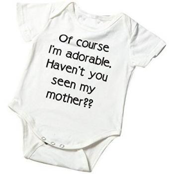 Infant Baby Girls Boys Letter Print Romper Outfit (White, 12 Months)