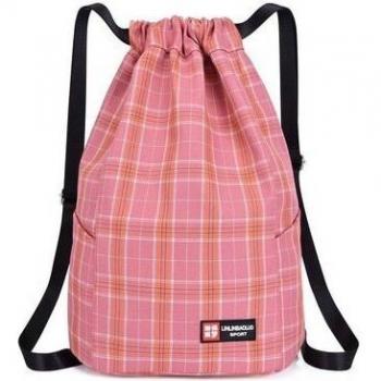Lattice Print Drawstring Backpack for Women