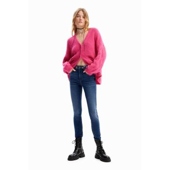 Jean Desigual bleu slim fleurs brodées taille 38 femme