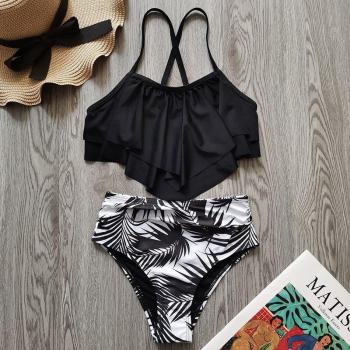 Kids Tropical Palm Ruffle Swimwear
