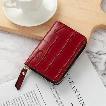 Leather Credit Card Holder with Crocodile Print